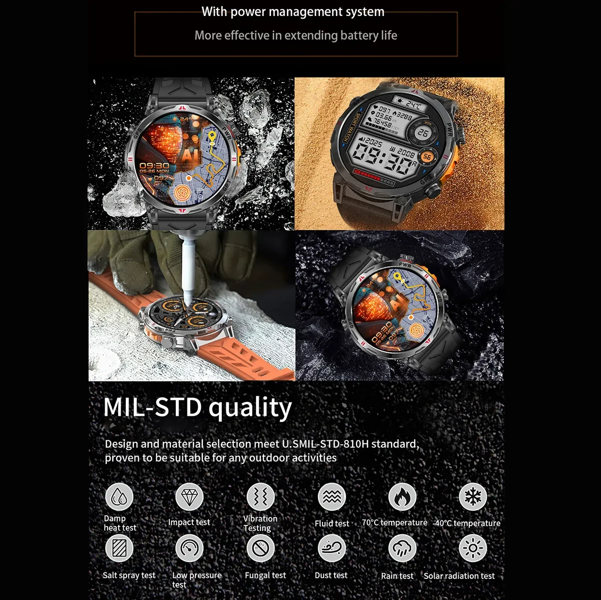 Smartwatch GPS con Bussola, Monitoraggio Frequenza Cardiaca e Ossigeno nel Sangue, Fitness Tracker Impermeabile per Sport, Chiamate Bluetooth - immagine 5