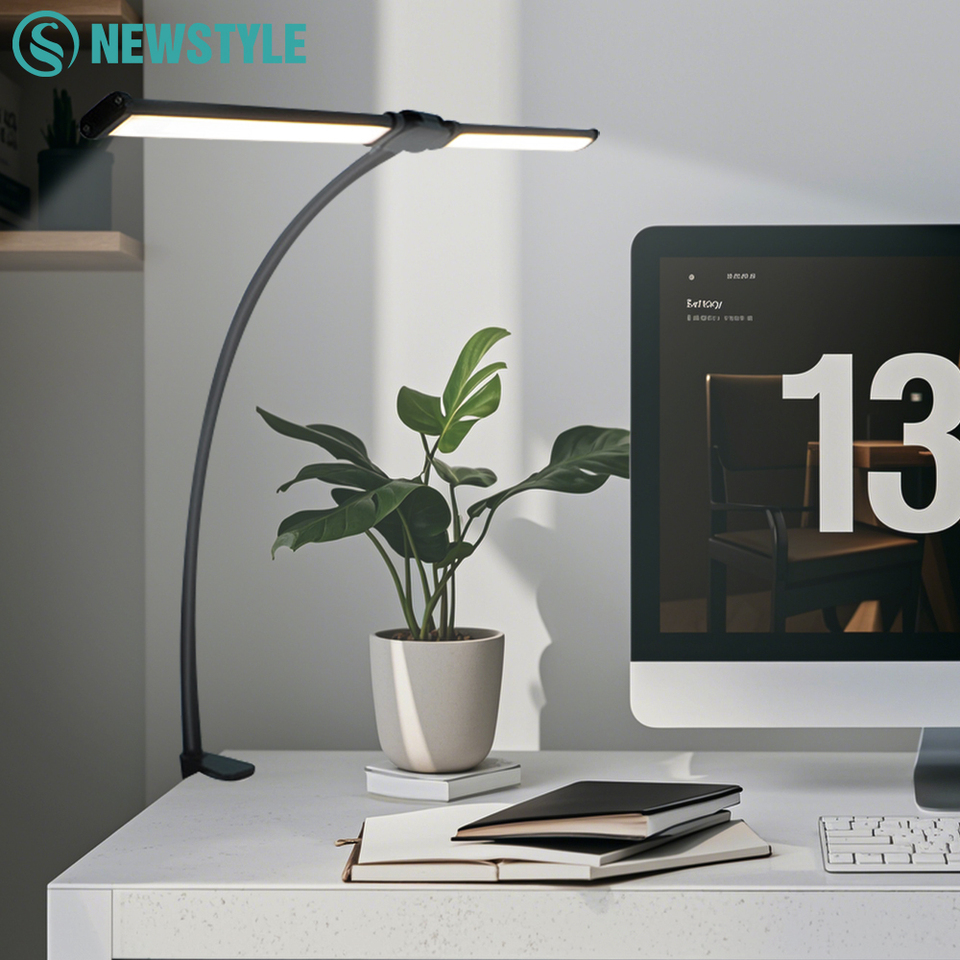 Eye Protection Dimmable LED Desk Lamp with Clamp Swing Arm 3 Color Modes 10 Stepless Dimmable LEDTable lights Flexible Gooseneck