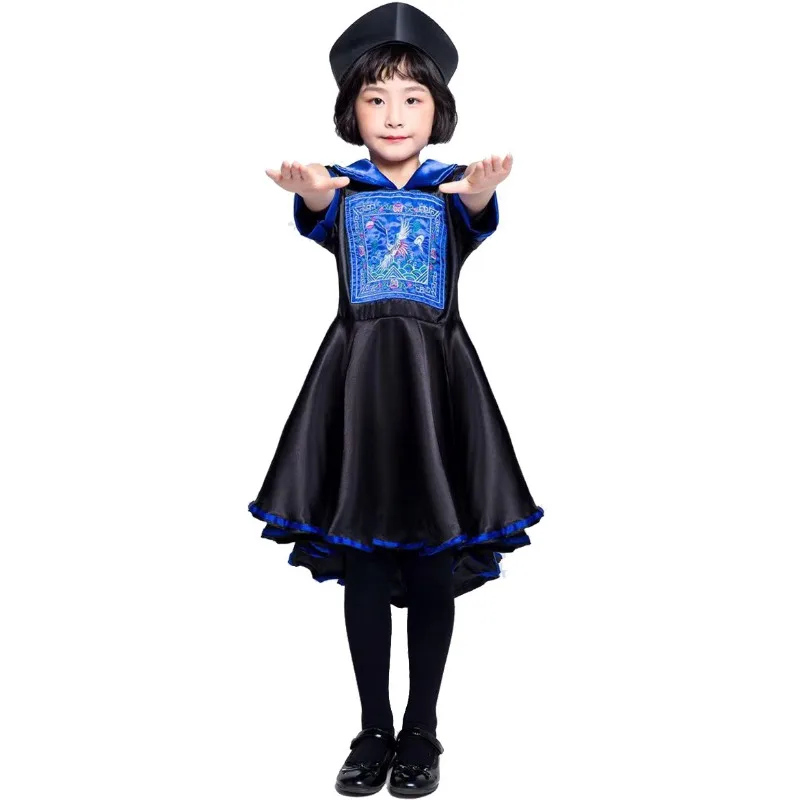 Children Zombie Cosplay Costume Girls Boys Qing Dynasty Role Play Halloween Ancient Small Zombies Stage Performance Costume