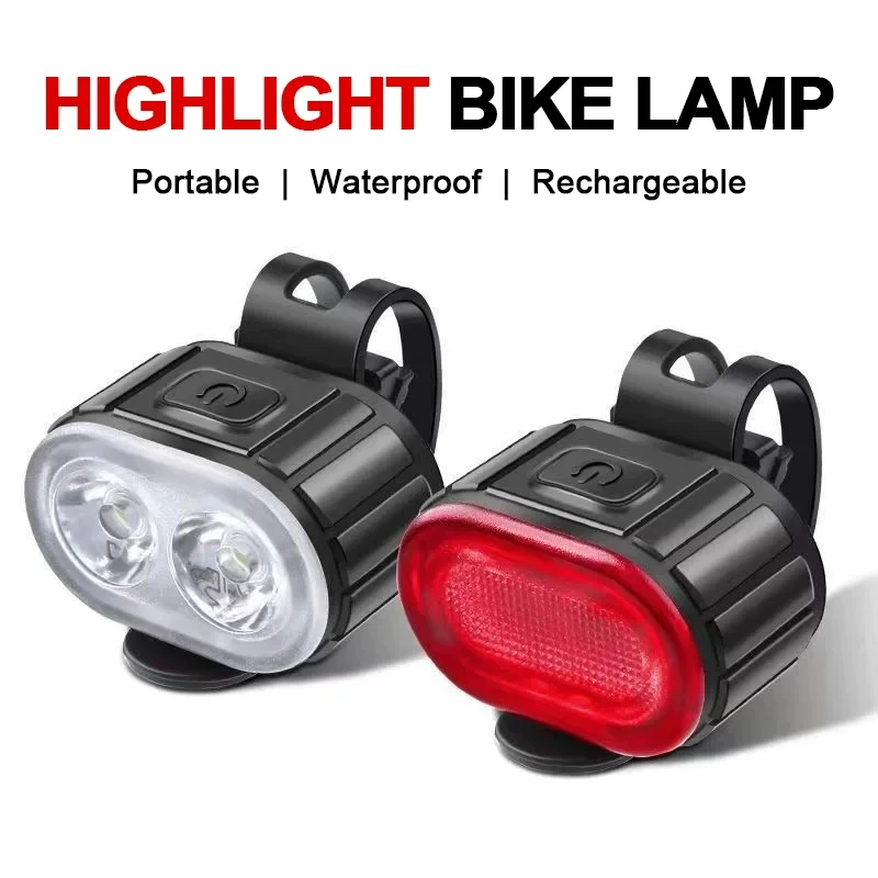 USB Rechargeable LED Bike Light Set - Waterproof Front and Rear Cycling Lights