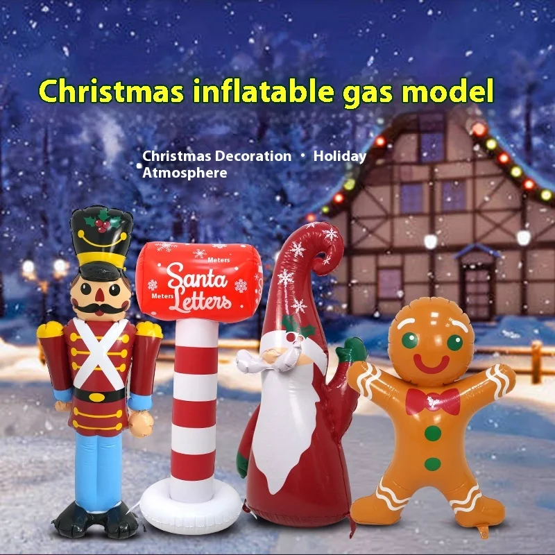 【Prime deal】 Christmas Inflatable Toys Cartoon PVC Inflatable Santa Claus Decoration Gingerbread People Christmas Eve Decoration Supplies.