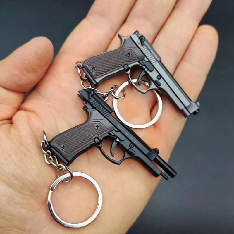 New 1:4 Scale Beretta 92F Mini Airsoft Pistol Metal Alloy Toy Gun Model  Weapon Keychain Key Bag Pendant Free Assembly Boys Gift - AliExpress