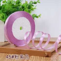Luxurious Silk Satin Ribbon - 25 Yards of 6mm Decorative Elegance for Crafts & Gift Wrapping (Pink purple)