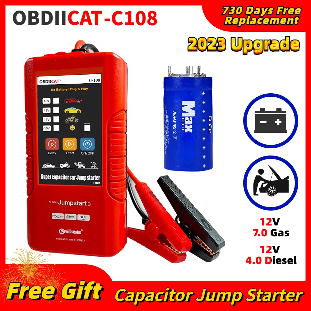 Car Jump Starter Jump Starter C158/C108 Car Jump Starter Super Capacitor NO Battery Starter Less Quick Charge Portable For Car Emergency Starting