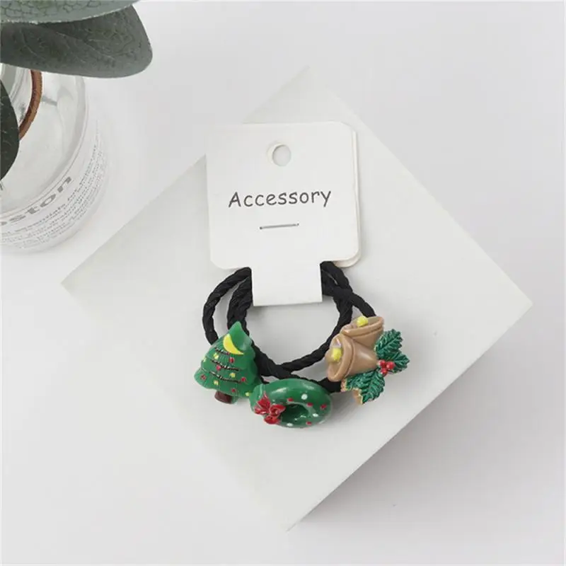 3Pcs Christma Hair Bands Elastic Scrunchie Ponytail rubber band Hair Accessories Girls cartoon Cute Headwear Christmas Gift