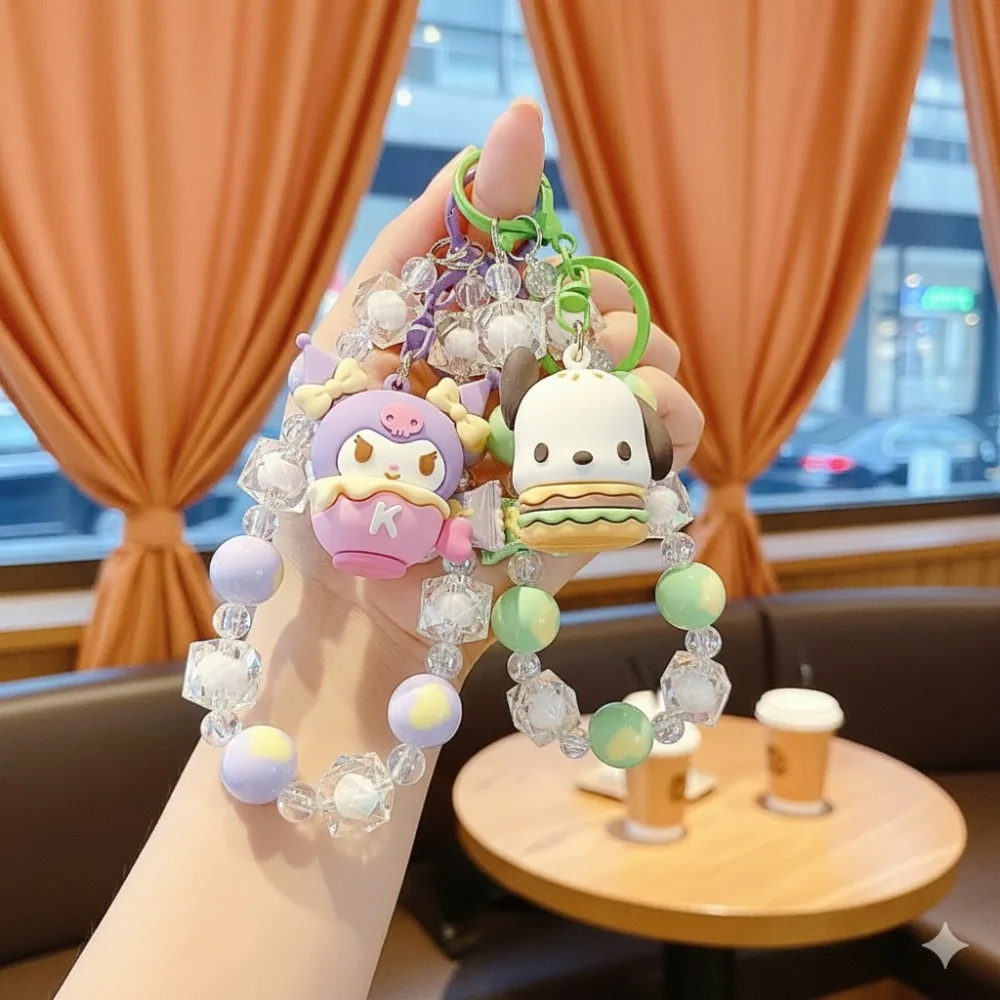 iigen Kawaii Sanrio 헬로 키티 시나모롤 휴대폰 체인 귀여운 캔디 쿠로미 헬로 키티 끈 키체인 배낭 펜던트