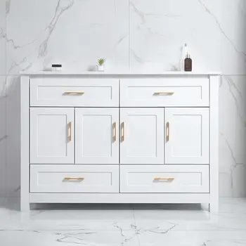 48" Modern Bathroom Vanity with Ceramic Sink, 4 Drawers & 4 Soft‑Close Doors 1