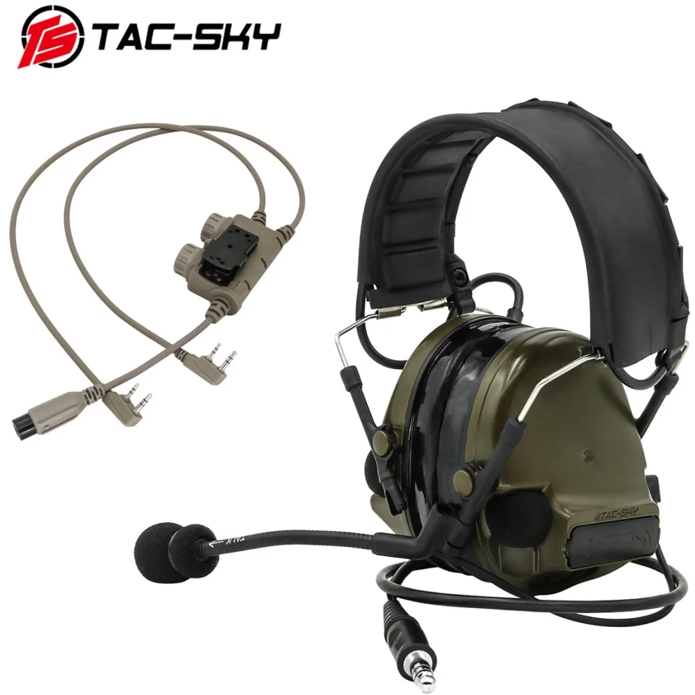 Ts Tac-Sky Comtac Iii Tactical Headset E Ptt Adapter Rac Ptt Per La Protezione Dell'Udito Airsoft Sports Per Baofeng Uv5R Intercom
