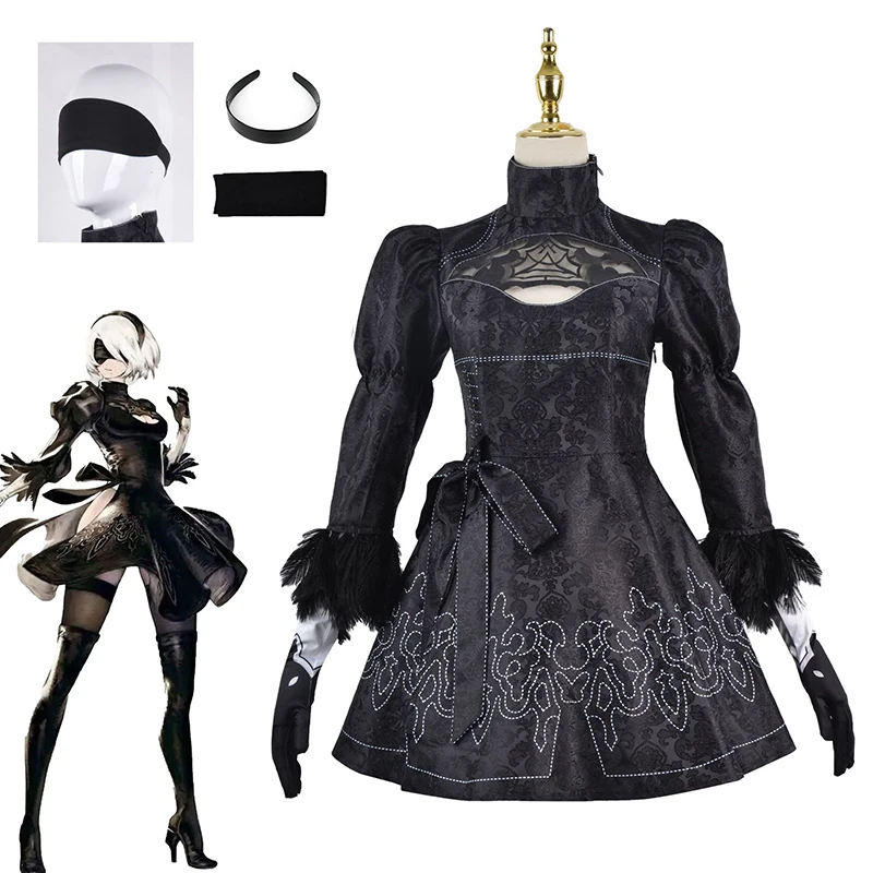 

Костюм для косплея Nier Automata Yorha 2B, Женский костюм аниме, Маскировочный костюм, необычный костюм на Хэллоуин