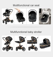 Poussette bébé 3-en-1 légère, luxe, pliable, système de voyage portable pour nouveau-né et nourrisson 3