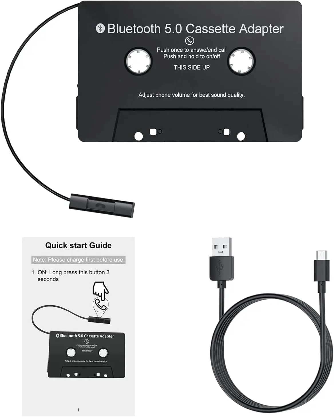 Audio Cassette Aux Adapter Tape Desk Player Mobile Phone Music Car Voice Hands Free