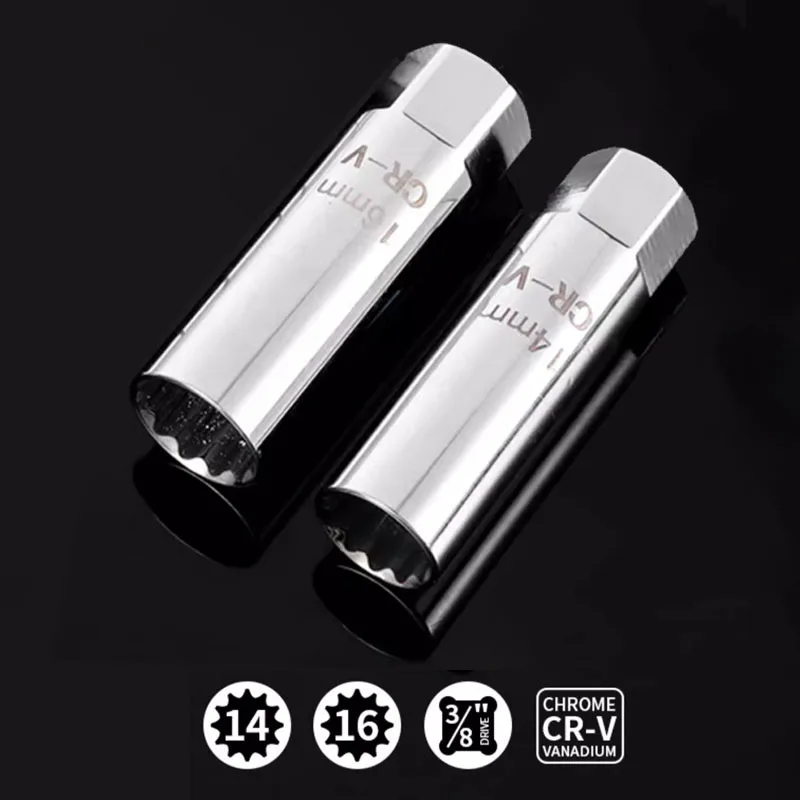 Spark plug socket wrench key adapter 14 16mm install replace repair kit torque magnetic remove gap tool AUTO mechanical