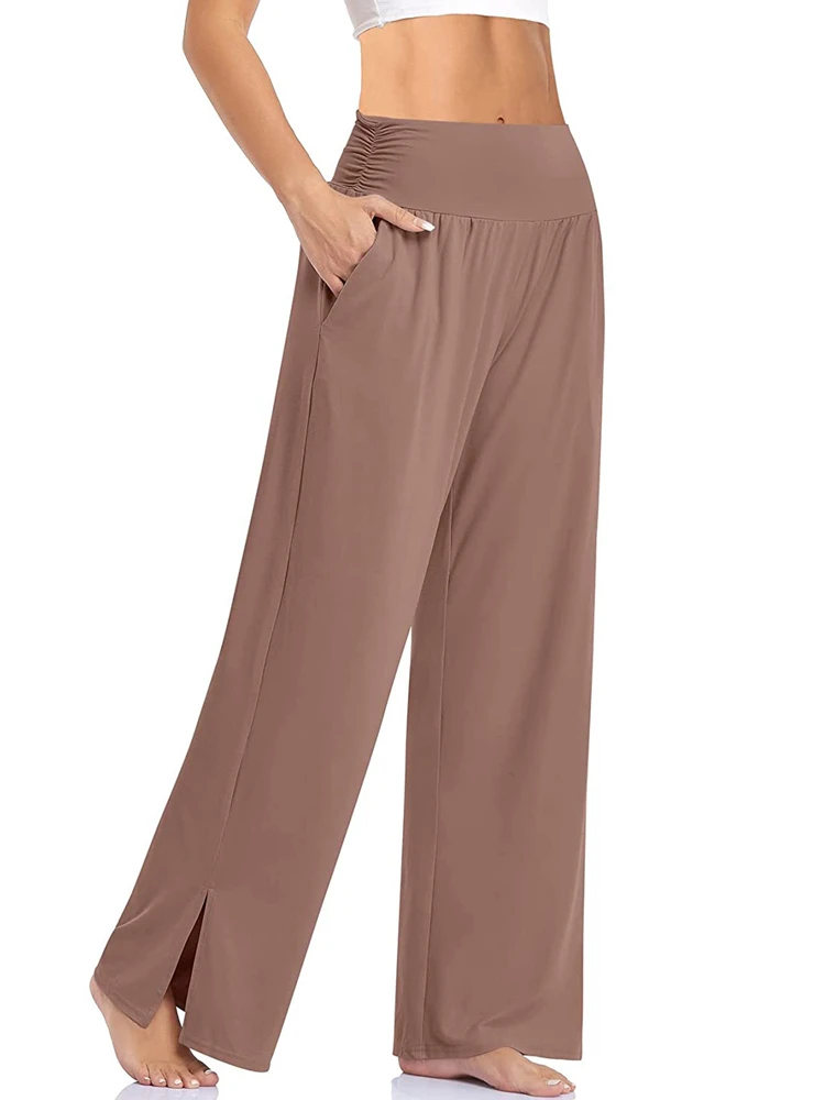 cargo pants BornToGirl Fashion Casual Pleated Wide Leg Pants For Women High Waist Black Pink Brown Army Green Wine Red Pants Woman Trousers old navy capris Pants & Capris