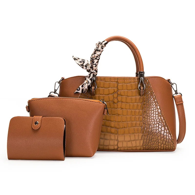 New European and American Vintage Handbag Women's Fashion Crocodile Pattern Shoulder Bag Cross Body Mother Bag