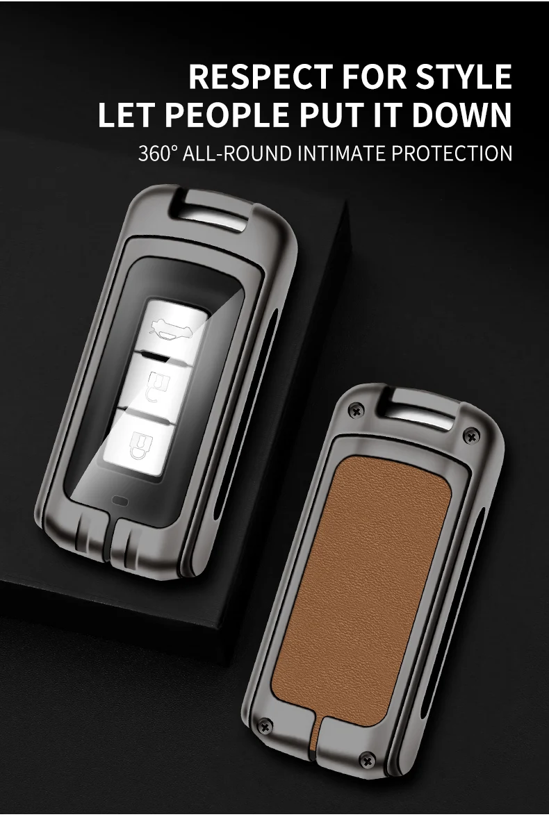 Custodia per chiave auto intelligente in pelle di metallo per Mitsubishi Outlander 3 ASX Colt Lancer 10 EX Grandis Pajero Sport Protector Fob - Sa44dce8127444ffba5f053a2089eaed0L
