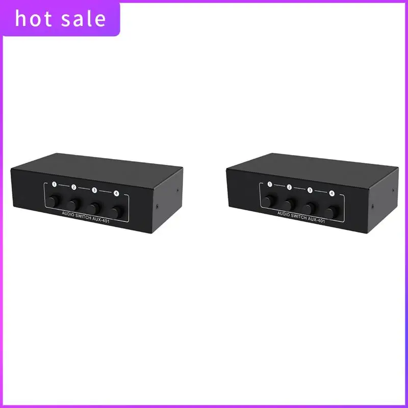 2X RCA AUX Audio Switcher 4 In 1 Out Stereo Audio Selector 4X1 3.5Mm Aux L/R RCA Switch Box, B