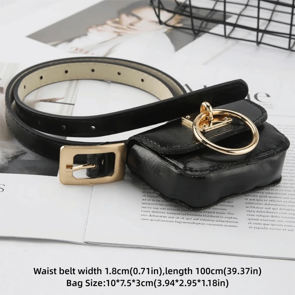 New Square Women Vintage Belt Bag Dual-purpose PU Leather Gothic Fanny Packs Travel Waist Purse Y2K Style Metal Buckle Belts