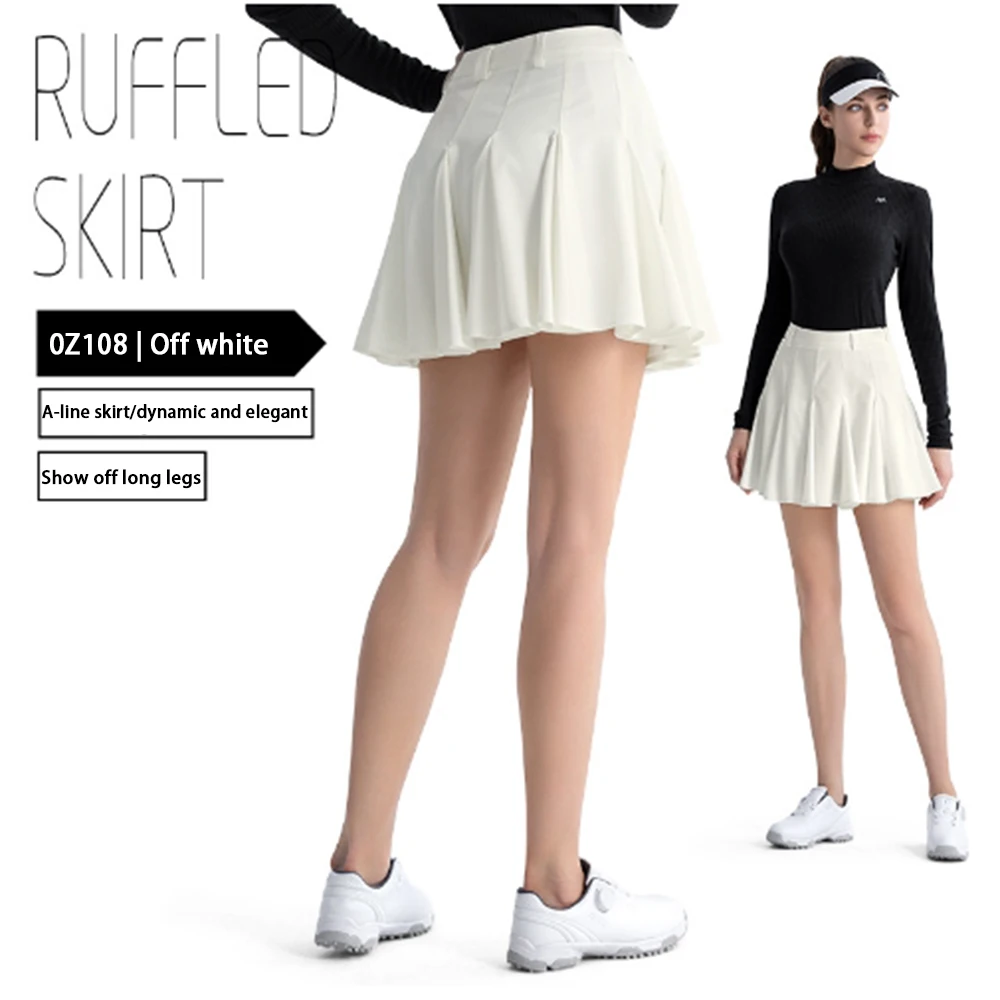 PGM Golf Women's Summer Pleated Short Skirt A-line Lotus Leaf Skirt Sports Women's Half length Slimming Golf Tennis Wear