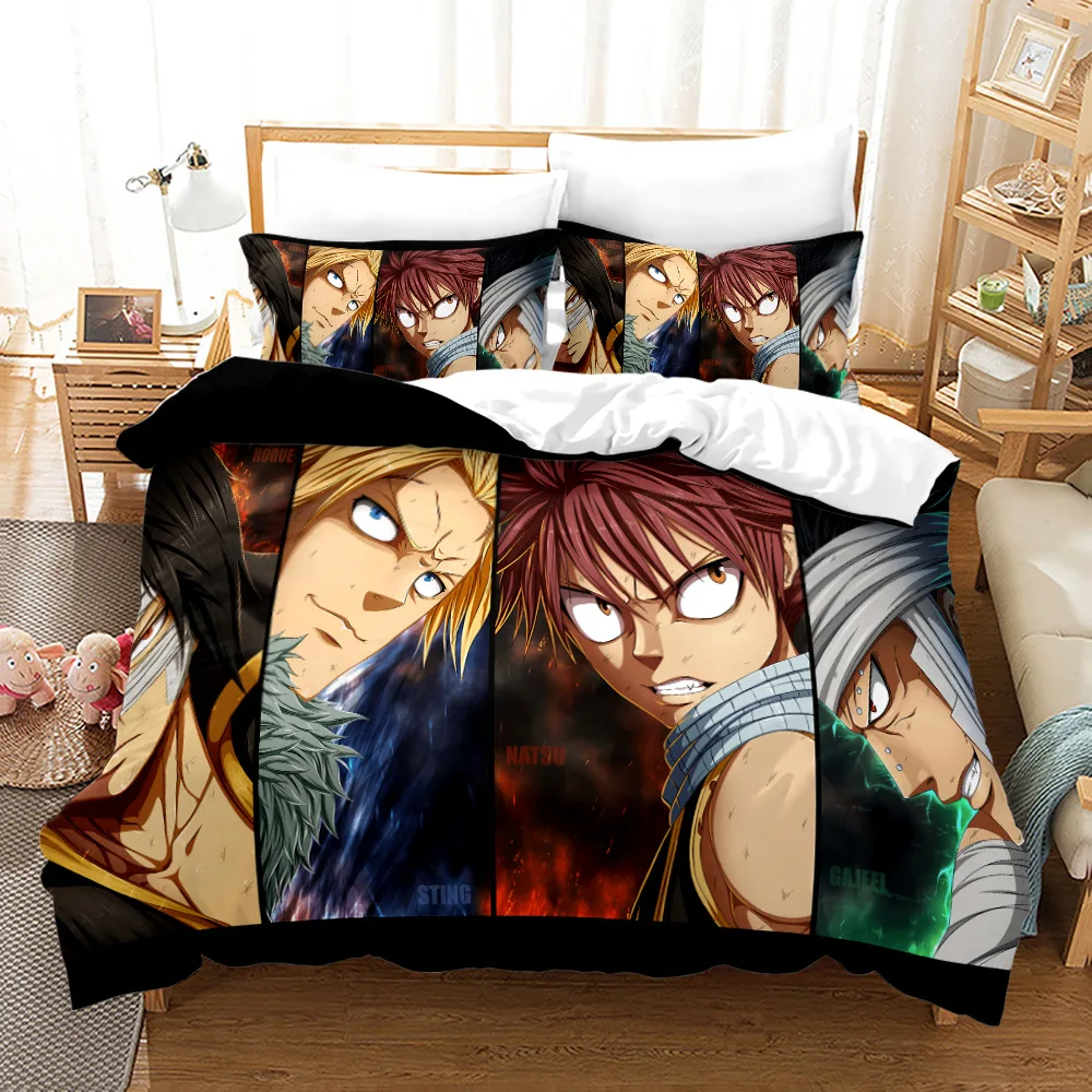 Fairy Tail Bedding Set Single Twin Full Queen King Size Kawaii Anime Bed Set Aldult Kid Bedroom Duvetcover Sets 3D Print 015 