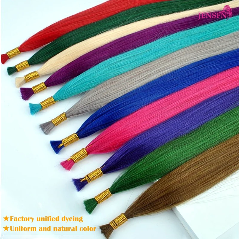 JENSFN Bulk Color Hair Extensions Human Hair Straight 22 Inch 20g Strand #613 60 Color Salon Supplies human hair extensions