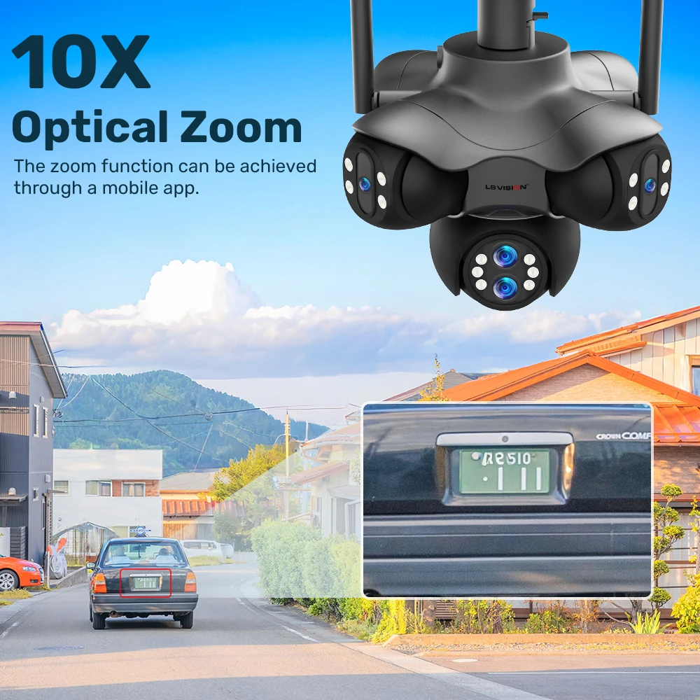 30MP Five Screens WiFi IP Camera 10X Optical Zoom PTZ Outdoor Security Camera Au