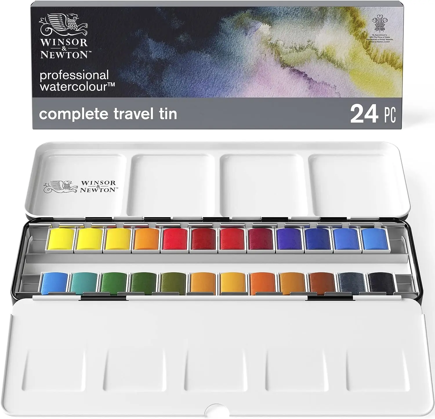 Winsor & Newton professzionális vize Szín Könnyűsúly Fém Pámoly 24 Ketted pans Keréklapát akvarel ecsettel acuarela Artista Szemese