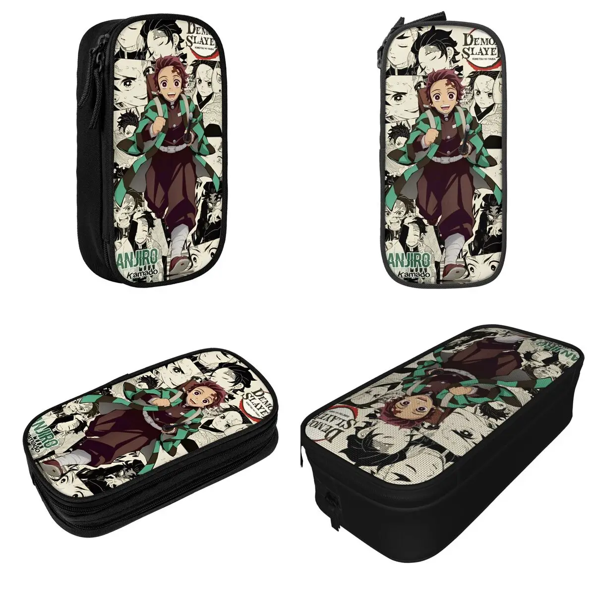 Demon Slayer Anime Tanjiro Kamado Pencil Cases Creative Pen Box Bag for Student Big Capacity School Supplies Zipper Pencilcases