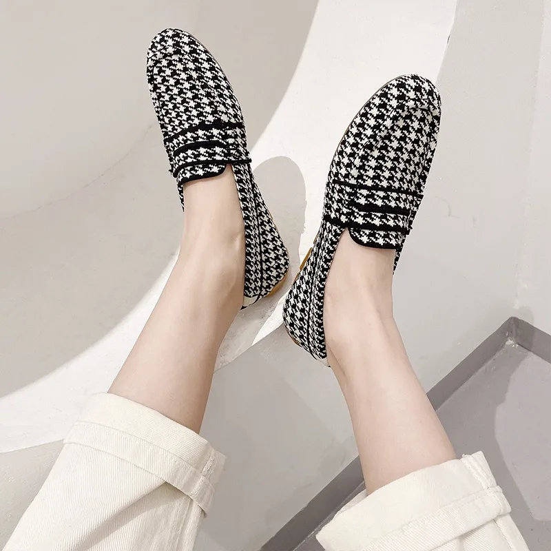 TRAF Woman New Knit Woven Flats Shoes Chic Round Toe Soft Sole Anti Slip Casual Bean Shoes 2024 Autumn Ladies Loafers Flat Shoes 4