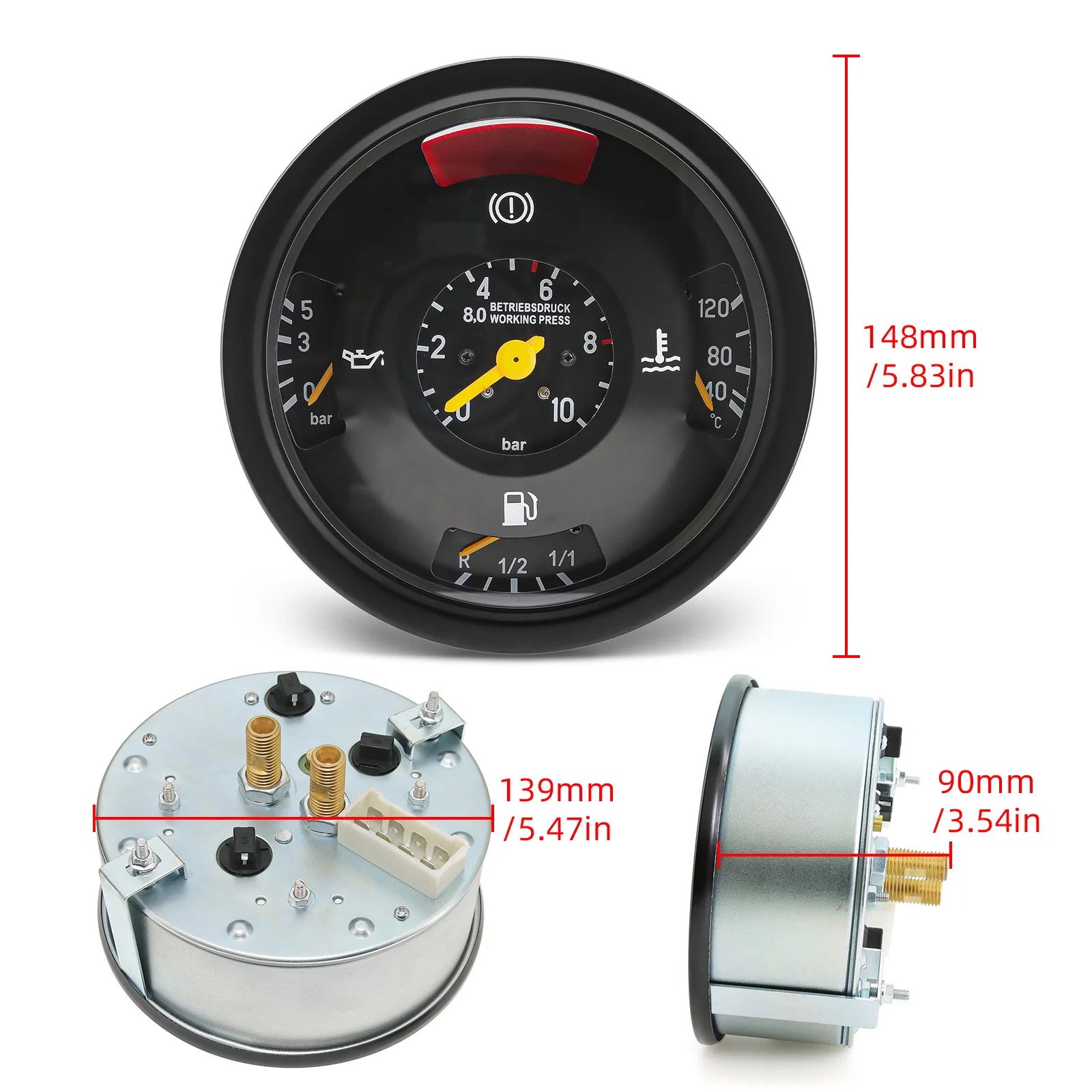 Multi-functional 4 in 1 Meter Oil Pressure Water Temp Fuel Level Gauge 0025405847 Combination Meter For Car Truck 24V Customized car gauge cluster