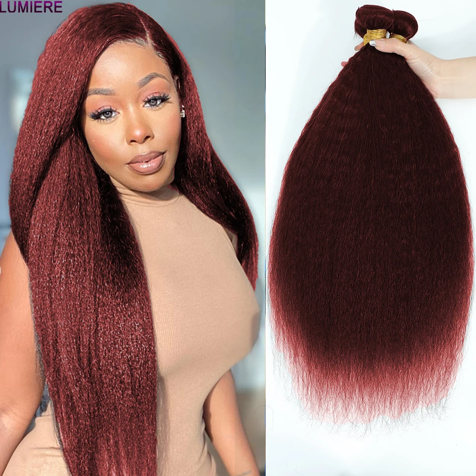 Lumiere Hair Store 10 30inches 100 Remy 99J Brazilian Kinky Straight