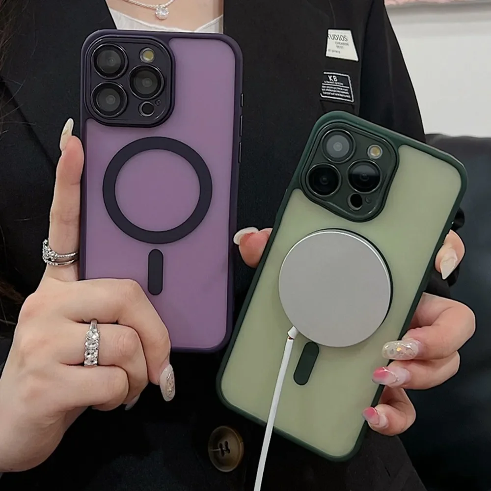 Rose Pink Magnetic Translucent Matte Camera Protector Phone Case
