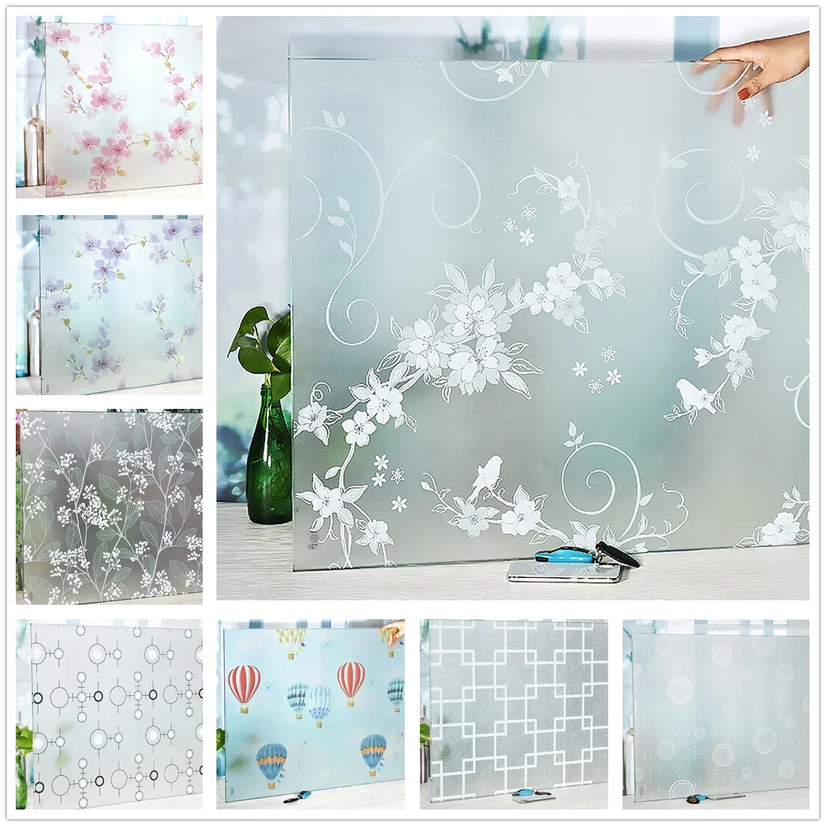 Description Picture 2 of itemPrivacy Window Film UV Blocking Frosted Self Adhesive Opaque Vinyl Decorative Glass Door Sticker Heat Control Coverings for Home