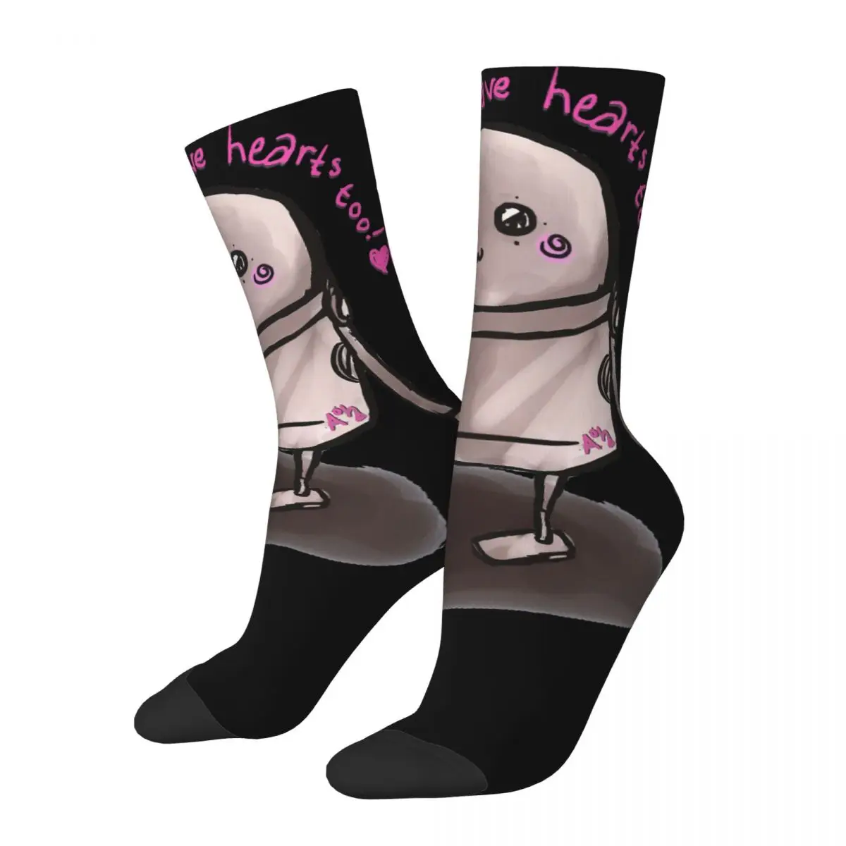 

Funny Men's compression Socks Machines Have Hearts Too Vintage Harajuku NieR Replicant Steam RPG Game Hip Hop Casual Crew Sock