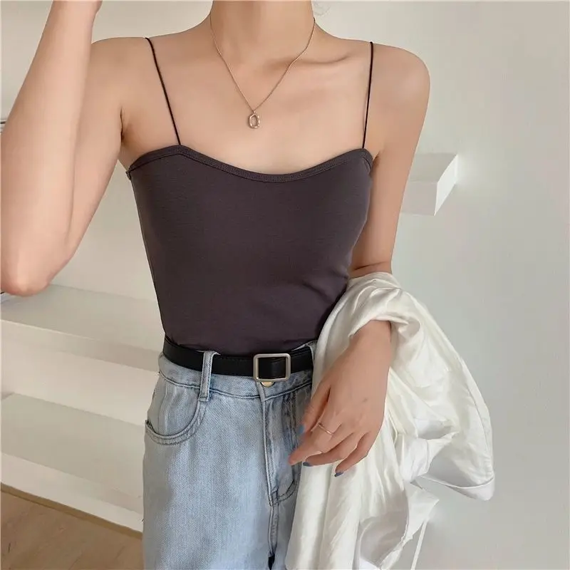 White Camisoles For Women Elegant Blue Spaghetti Strap Tank Top Summer Female Sexy Backless Slim Tops 2022 New Sleeveless Camis white bra