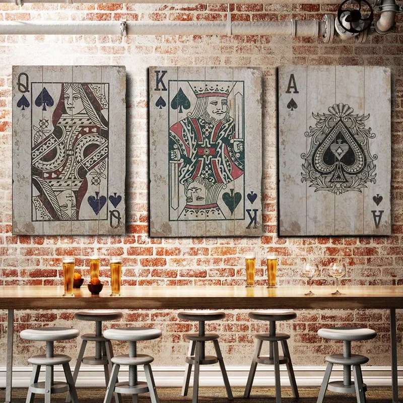 American Retro Industrial Poker Wall Art, Creative Bar Wall D&eacute;cor, Caf&eacute; Art, Game Room Decoration, Vintage Piece