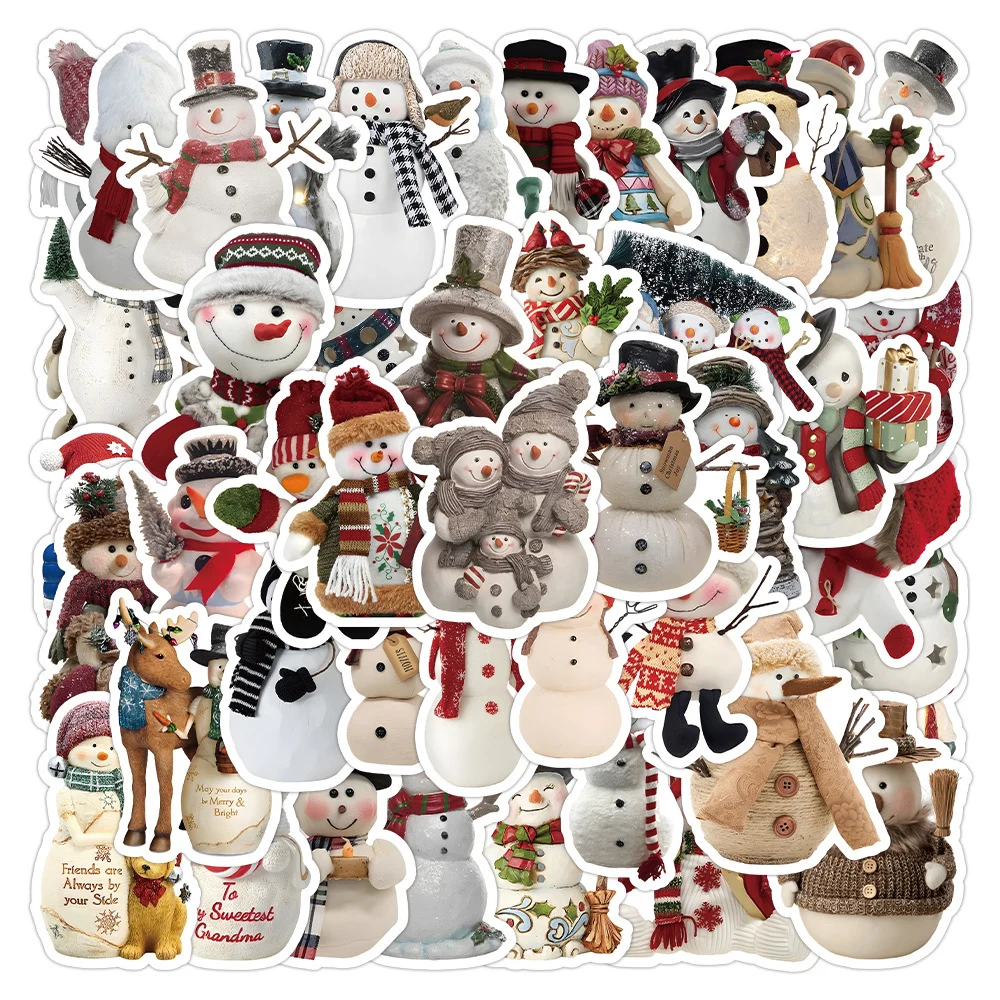 10/30/50pcs Cute Retro Christmas Snowman Cartoon Stickers Notebook Laptop Luggage Phone Fridge Graffiti Decoration Sticker Decal