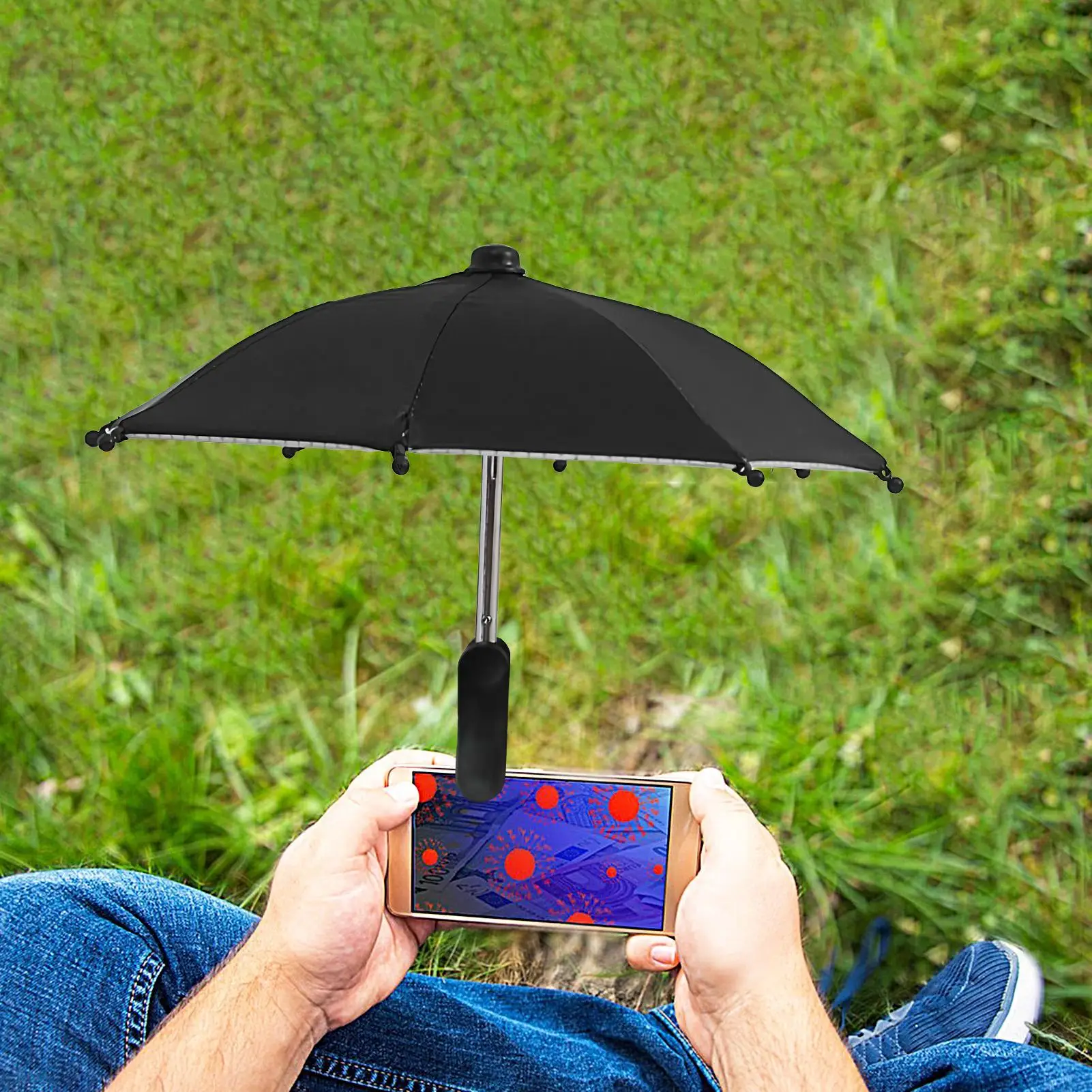 Portaombrelli per cellulare con clip per parasole Ombrello per cellulare Clip per telefono Parasole antiriflesso per esterni Proteggi il tuo telefono - Image 3
