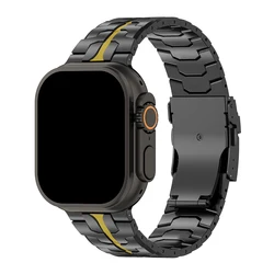 Premium Titanium Metal Watch Strap - Elegant & Durable Bracelet - 45mm (Black gold)