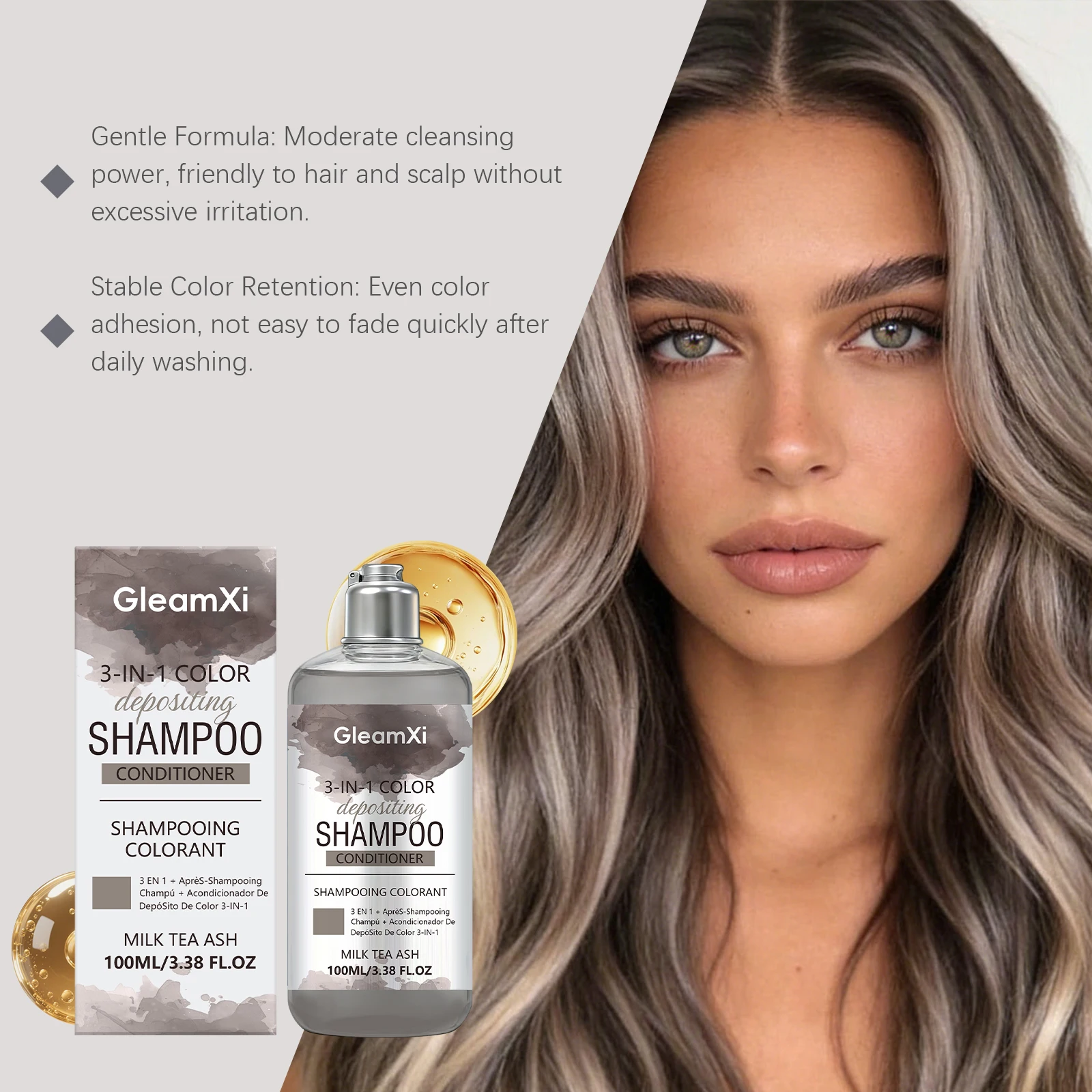Triple-Action Milk Tea Ash Hair Color Shampoo