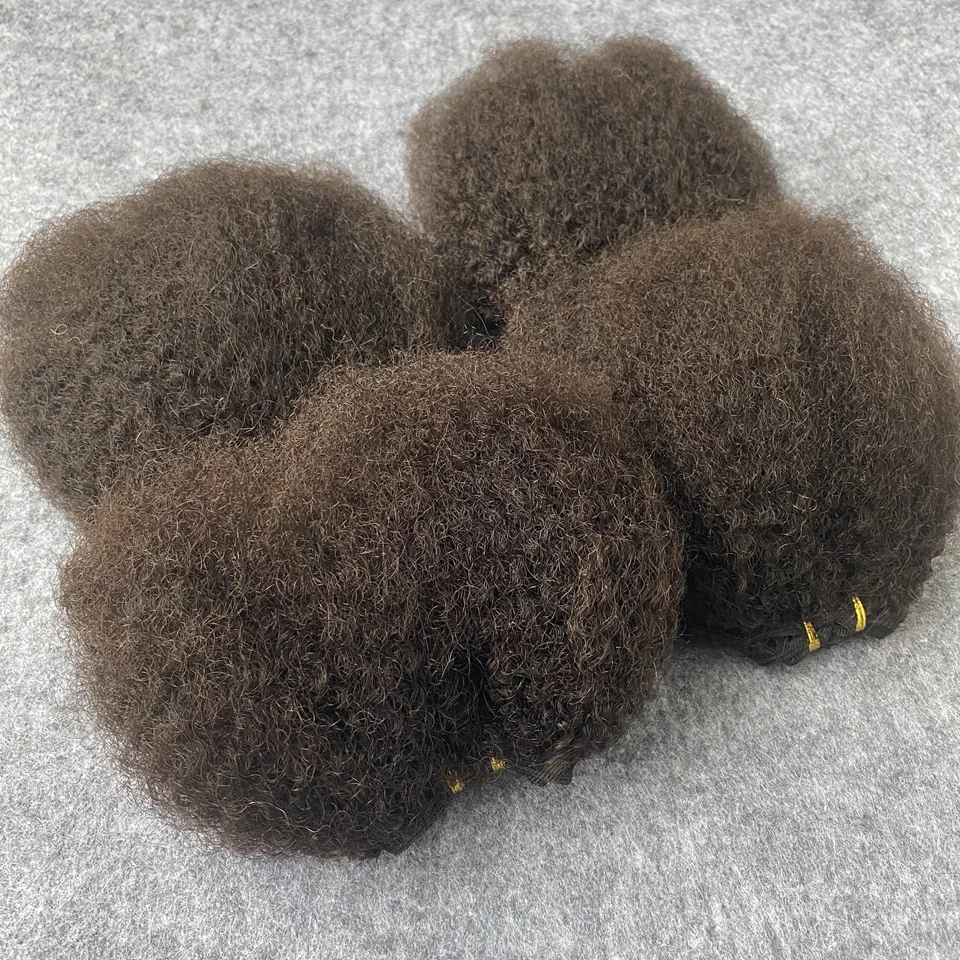 Raw Human Hair Weave Fluffy Bundles Deal Double Drawn Afro Kinky Curly Bundles Natural Black Remy Wavy Hair Extensions 3Bundles - 4