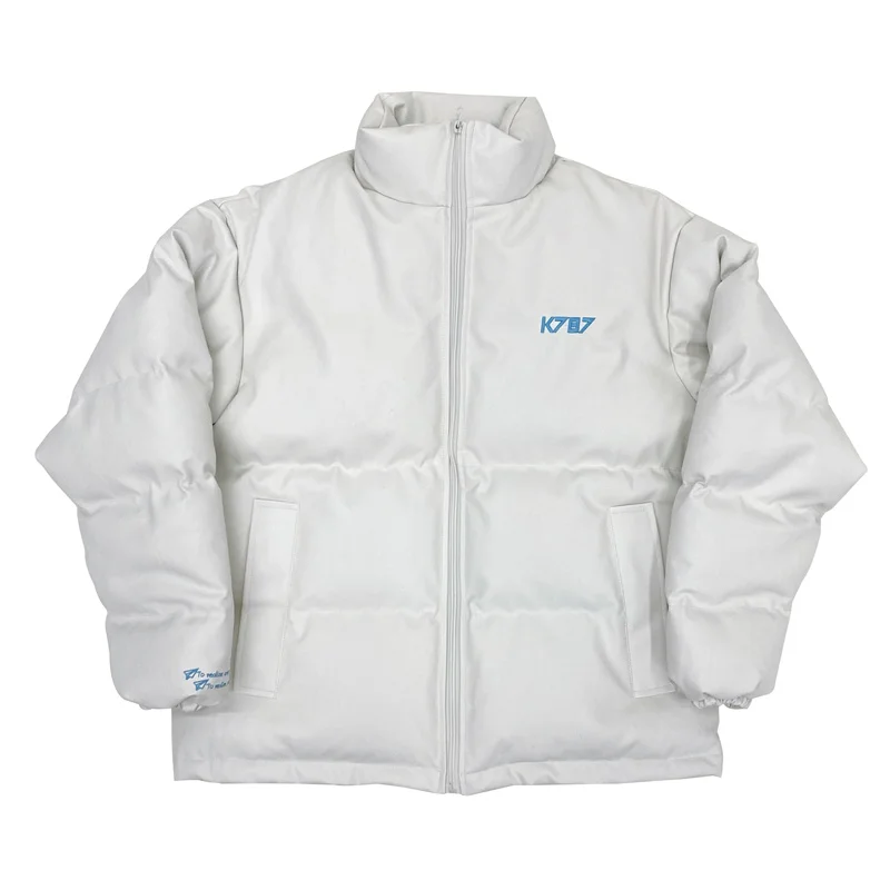 American Style Retro Letter Embroidered Cotton Padded Clothing Women's Cotton Padded Jacket Winter Stand Collar Loose Thickened