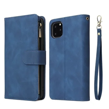 Premium Wallet Case For iPhone 11-17 - Pro Max Plus - 17 Air - Magnetic Card Slot - Blue