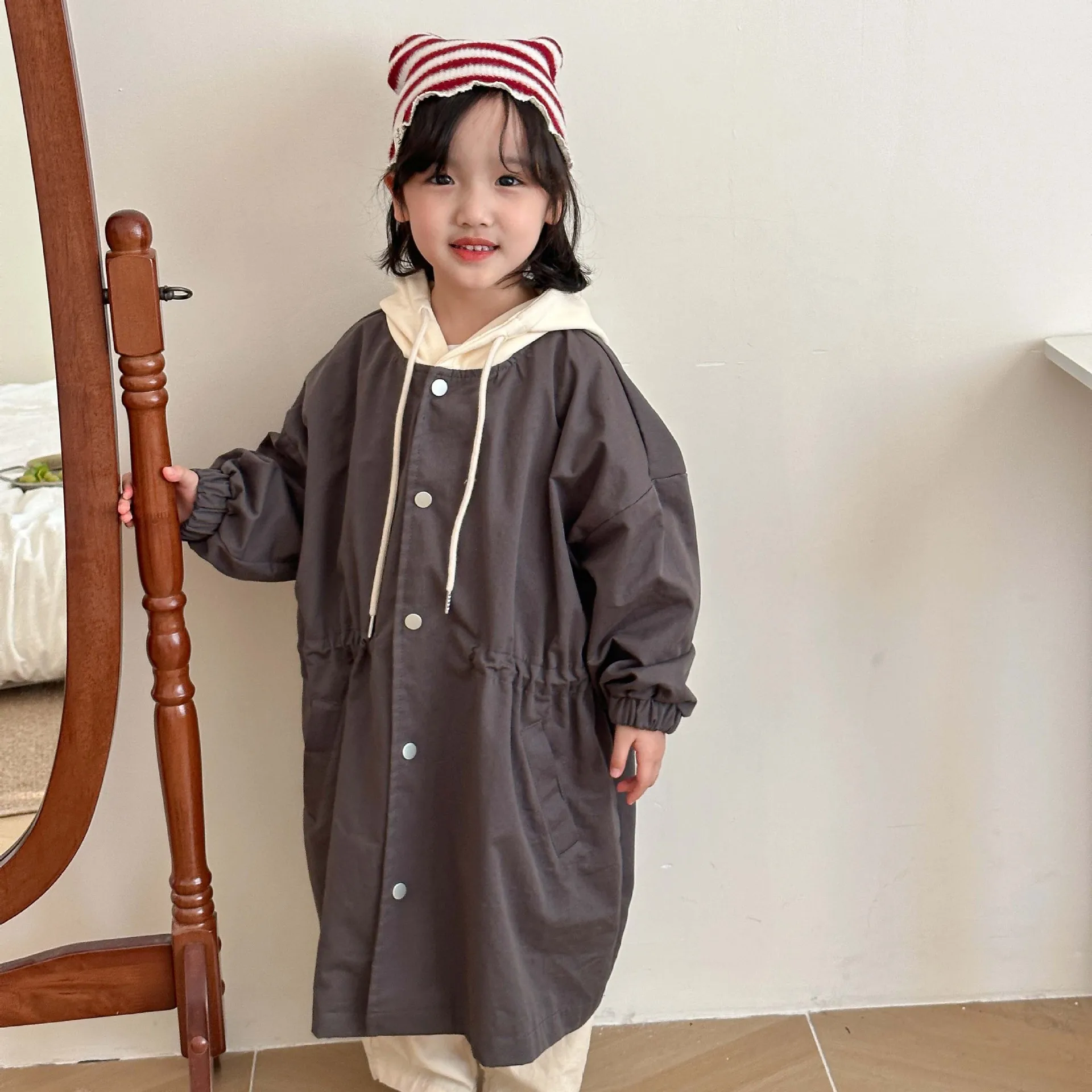 Куртка детская с капюшоном, с длинным рукавом, свободного покроя