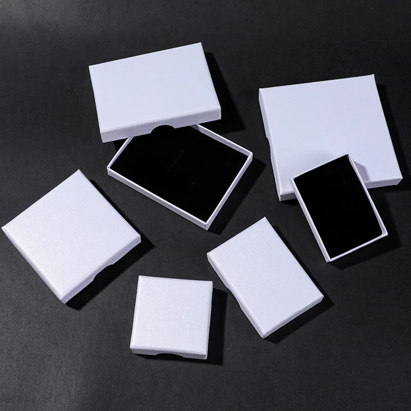 24pcs White Cardboard Jewelry Boxes Display Box for Bracelets Earrings Square Paper Holder Gift Box Classic Design DIY Handmade