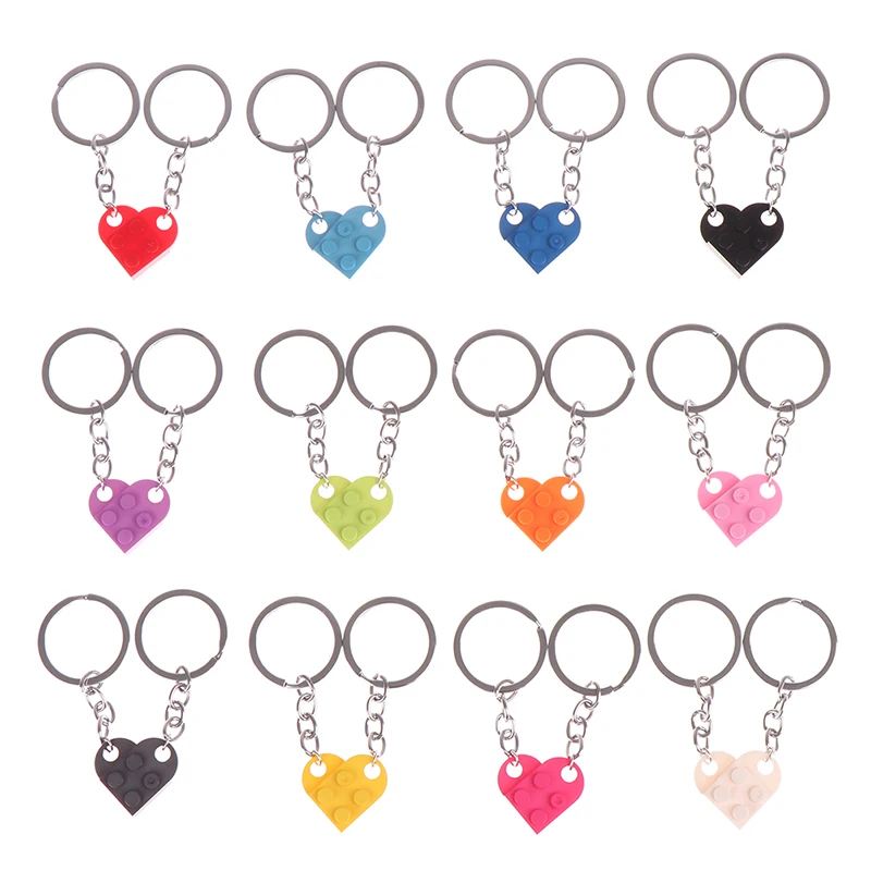 

2Pcs Cute Love Heart Brick Keychain For Couples Friendship Birthday Jewelry Gift And Bags
