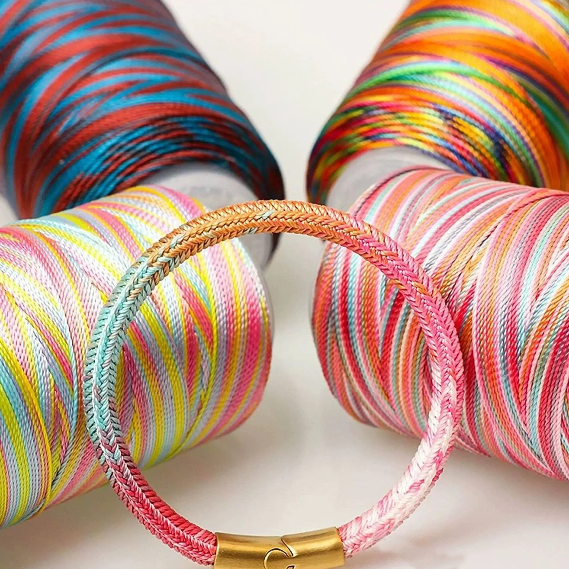 염색 그라디언트 태슬 실, 다채로운 실, 꼰 핸드 로프, DIY 주얼리 트위스트..