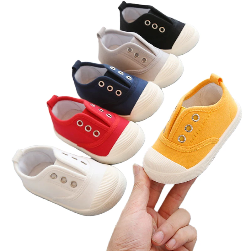 

Elasticated Canvas Trainers for Toddlers Children's Canvas Shoes 2-8 Years Kid's Slip-on Boys Girls Soft Sole Outdoor Shoes