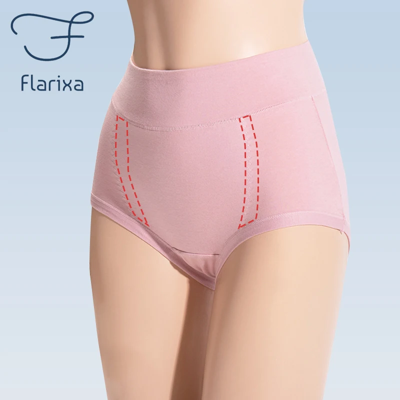 Flarixa Seamless Cotton Briefs Women's Flat Belly Panties With High Waist  Tummy Control Underwear Girl Solid Color Underpants