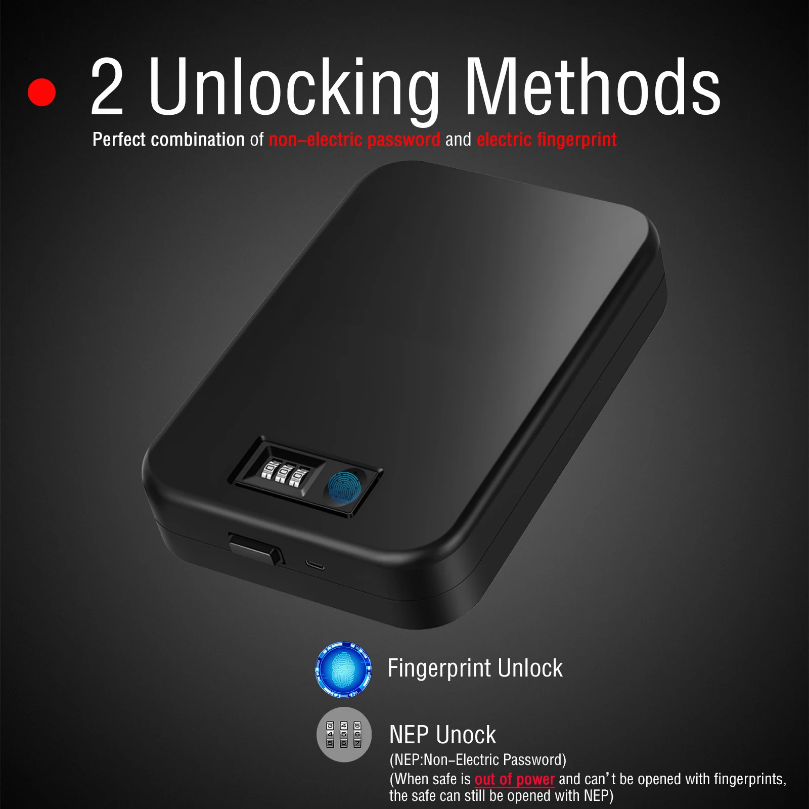 Portable Fingerprint Password Safe Box com corda