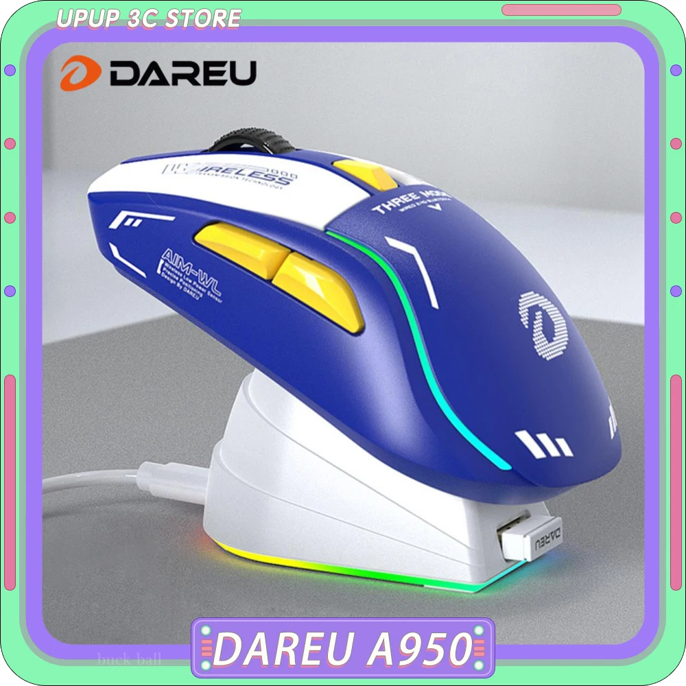 

Игровая мышь Dareu A950, легкая беспроводная Bluetooth-мышь с датчиком Paw3395, три режима, для ПК, геймеров, подарки